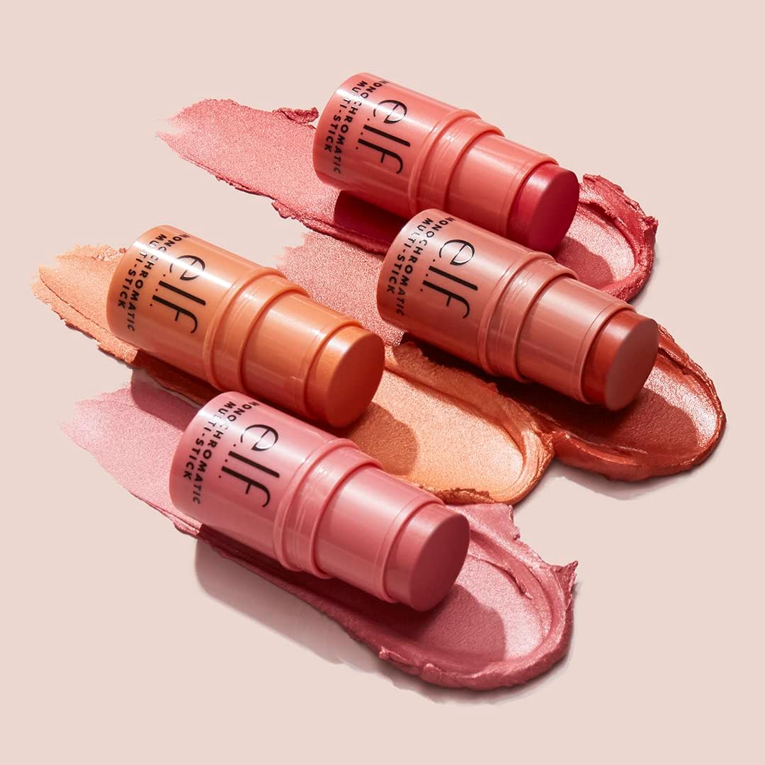 e.l.f., Monochromatic Multi-Stick Blush, Creamy, Lightweight, Versatile, Luxurious, Adds Shimmer, Easy To Use On The Go, Blends Effortlessly, Sparkling Rosé 4.4g